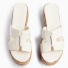 Women's Platform Wedge Sandals Open Toe Slip On Slides Cork Heeled Cutout Comfortable Summer Shoes