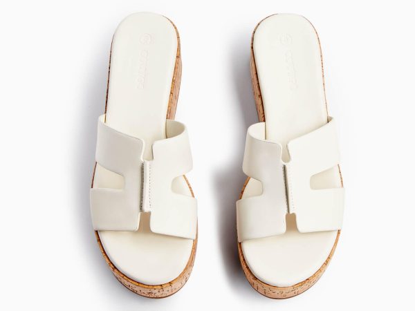 51L6Kte8NTL.jpg Women's Platform Wedge Sandals Open Toe Slip On Slides Cork Heeled Cutout Comfortable Summer Shoes