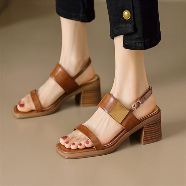 51ZxctlFcpL.jpg JSEIAJB Toe Sandals For Women With Thick Heels, Back Strap, Square Buckle Leather, High Heels, Large Size Sandals