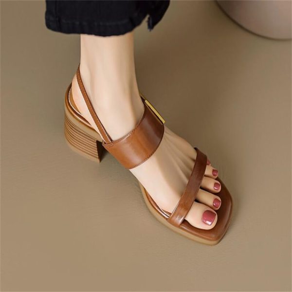 51s1QWo8rXL.jpg JSEIAJB Toe Sandals For Women With Thick Heels, Back Strap, Square Buckle Leather, High Heels, Large Size Sandals