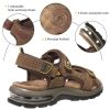 Men's Leather Sandals for Hiking Walking Beach Treads Water Athletic Outdoor with Premium Air Cushion | Waterproof