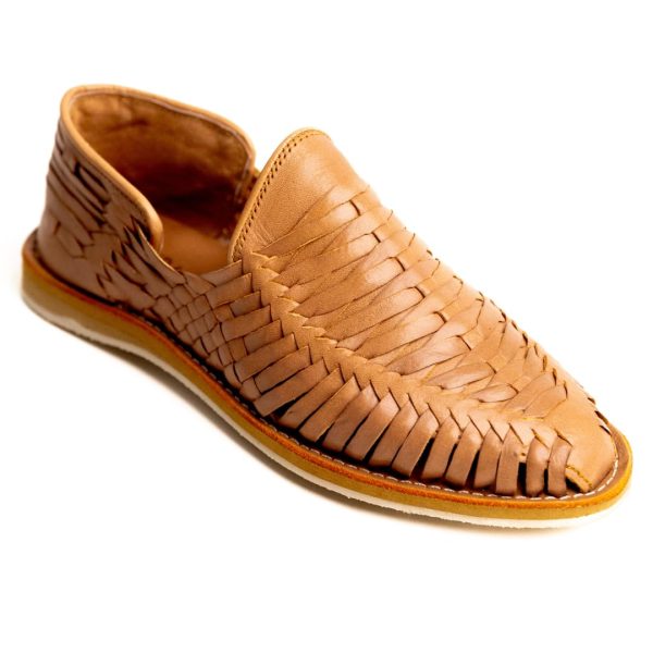 613rMF4QhcL.jpg Handmade Leather Huarache Sandals for Men - Genuine Tan Leather, Slip-On, Breathable Design, Ultra Comfortable Insole, Casual