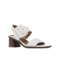 Women's MADYLYN Heeled Sandal, White Leather, 6.5