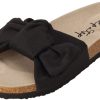 Slide Sandals for Women or Ladies Dressy Summer Casual, Cute Bow Tie Knot On Top Strap, Comfy Slip On Cork Foot Bed