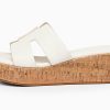 Women's Platform Wedge Sandals Open Toe Slip On Slides Cork Heeled Cutout Comfortable Summer Shoes