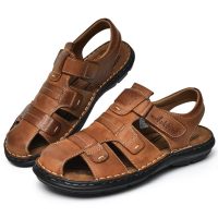 Men's Sandals, Closed Toe Leather Fisherman Outdoor Hiking Sport Shoes Summer