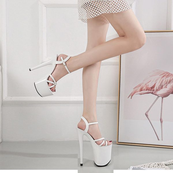 61SJNuP7jiL.jpg High Heel 20cm Platform Stiletto High Heels for Women Dressy Wedding Prom Heeled Sandals Open Toe Buckle Ankle Strappy Sandals