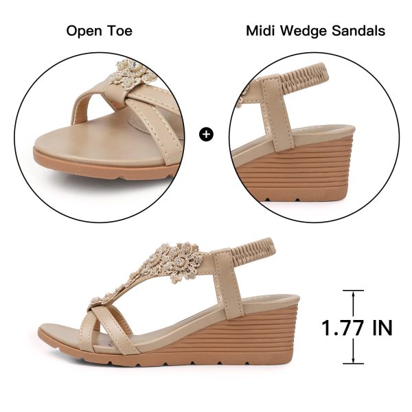 61bp0hv9IoL.jpg Women's Low Wedge Heels Summer Dressy Platform Sandals Elastic Ankle Strap Open Toe Flower Shoes