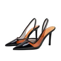 High Heel High Heels Women's High Heeled Sandals with Transparent Pointed Toes, No Laces, Suitable for Summer(Schwarz,7.5 UK)