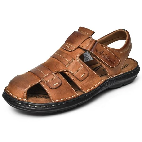 61eOcHyWOtL.jpg Men's Sandals, Closed Toe Leather Fisherman Outdoor Hiking Sport Shoes Summer