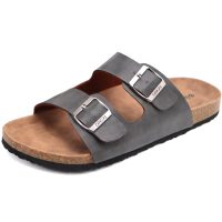Mens Sandals,Beach Slides Cork Footbed Slippers with Adjustable Buckle Straps Size 7-13