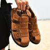 Men's Sandals, Closed Toe Leather Fisherman Outdoor Hiking Sport Shoes Summer