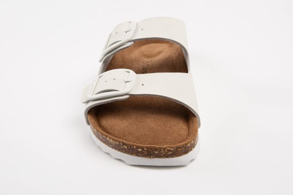 712UkeG3yrS.jpg Soft Durable Leather Flat Sandals Women for Indoor and Outdoor - Ribbed Rubber Walking Slippers Sandles with Two Adjustable