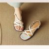 Versatile Full Leather Round Toe Thick Sole Thick High Heeled Leather Roman Sandals For Women