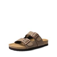 Womens Slide Sandals Cork Footbed Open Toe Adjustable Flat Sandals Comfort Slip On Slippers for Summer