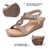 Womens Wedge Sandals Low: Elastic Ankle Strap Wedge Sandals