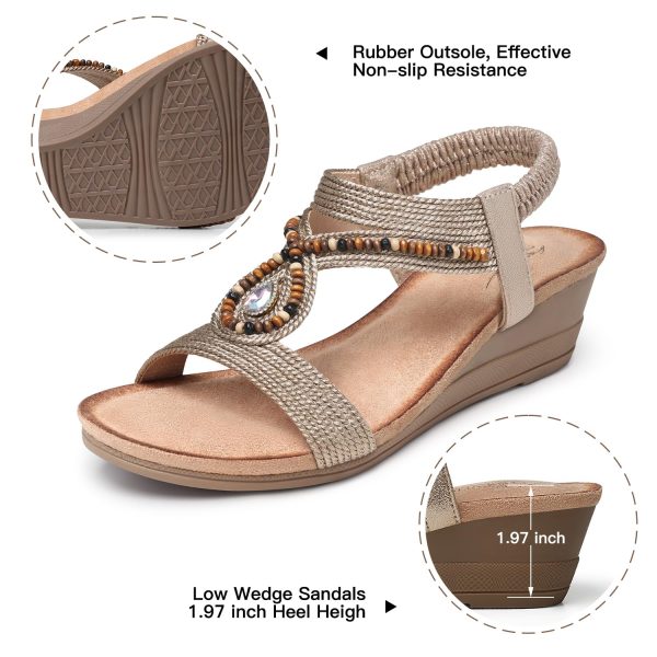 71D0top7i7L.jpg Womens Wedge Sandals Low: Elastic Ankle Strap Wedge Sandals