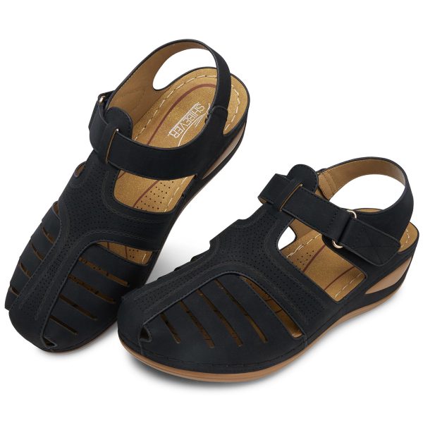 71ERdJbQKrL.jpg Women's Wedge Sandals Summer: Closed Toe Sandals for Women Platform Dressy Wedge Size 5-11