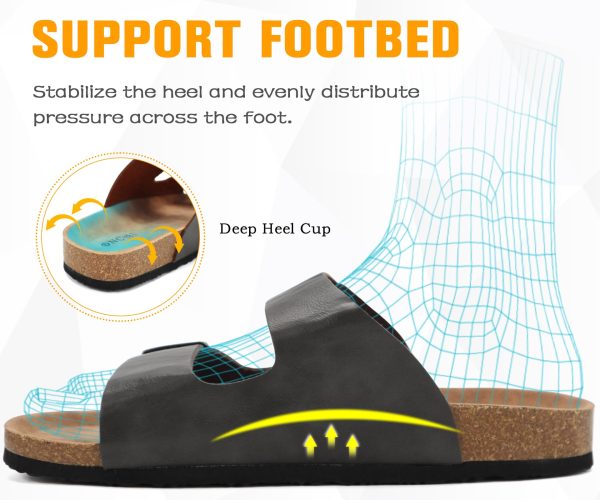 71EZZz-GyoL.jpg Mens Sandals,Beach Slides Cork Footbed Slippers with Adjustable Buckle Straps Size 7-13