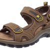 Men's Leather Sandals for Hiking Walking Beach Treads Water Athletic Outdoor with Premium Air Cushion | Waterproof
