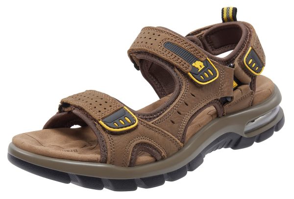 71JF2WmEmoL.jpg Men's Leather Sandals for Hiking Walking Beach Treads Water Athletic Outdoor with Premium Air Cushion | Waterproof