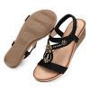 Womens Wedge Sandals Flower Low Heel Dressy Sandals Elastic Ankle Strap Rhinestone Summer Comfortable Shoe