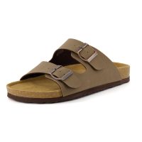 Lane Cork Footbed Mens Sandals, Adjustable Buckle Comfort Slides for Men, Genuine Leather Insole Summer Sandals Men Footwear