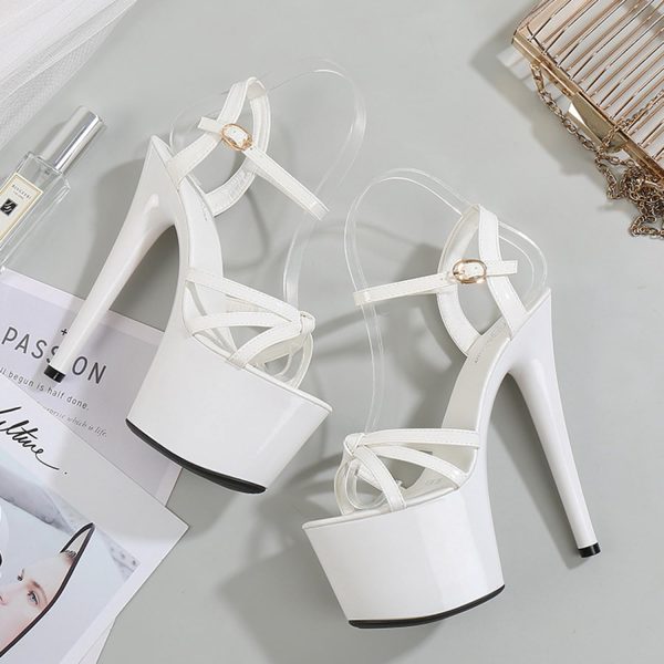 71UslNmyeKL.jpg High Heel 20cm Platform Stiletto High Heels for Women Dressy Wedding Prom Heeled Sandals Open Toe Buckle Ankle Strappy Sandals
