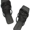 Women's Flat Sandals Strappy Square Open Toe Slide Sandals Dressy Comfortable Wide Feet Friendly