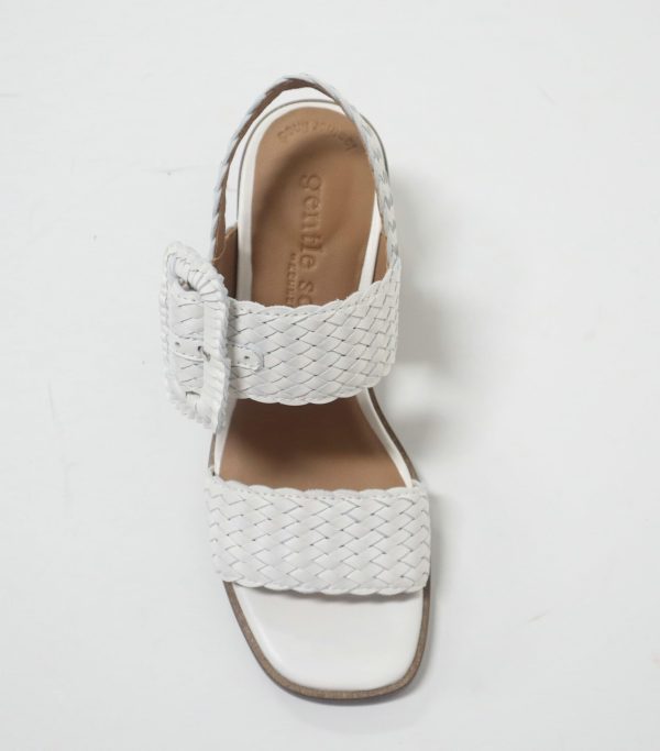 Women's MADYLYN Heeled Sandal, White Leather, 6.5