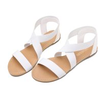 Women's Elastic Ankle Strap Flat Sandals Summer Dressy Shoes Cute Strappy Gladiator Sandals