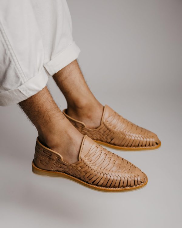 71cp8QDxu-L.jpg Handmade Leather Huarache Sandals for Men - Genuine Tan Leather, Slip-On, Breathable Design, Ultra Comfortable Insole, Casual
