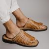 Handmade Leather Huaraches for Men - Slip-On Open Toe Sandals - Comfortable, Breathable, Lightweight, Water Resistant, Tan Color