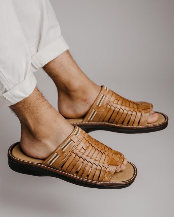 71dvx7noLFL.jpg Handmade Leather Huaraches for Men - Slip-On Open Toe Sandals - Comfortable, Breathable, Lightweight, Water Resistant, Tan Color