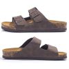Mens Sandals, Arch Support Slides with Adjustable Buckle Straps and Cork Footbed Size 7-14.5