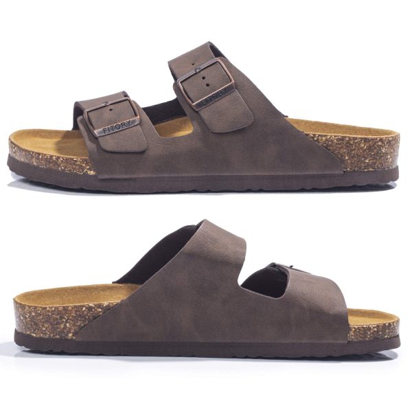 71gke7RtApL.jpg Mens Sandals, Arch Support Slides with Adjustable Buckle Straps and Cork Footbed Size 7-14.5