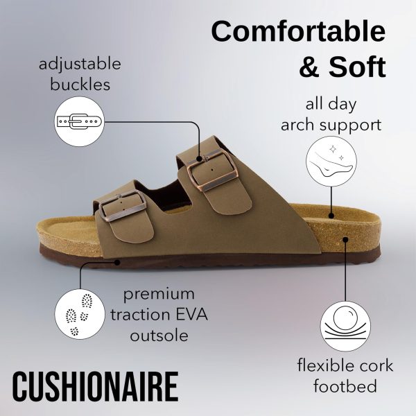 71j6UCp2QmL.jpg Lane Cork Footbed Mens Sandals, Adjustable Buckle Comfort Slides for Men, Genuine Leather Insole Summer Sandals Men Footwear