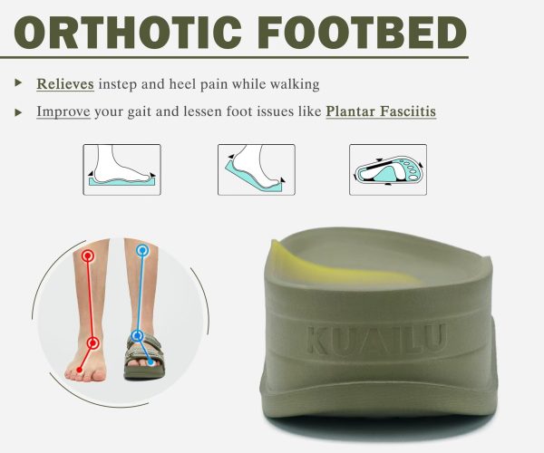 71jvwmpL6WL.jpg Mens Casual Sandals with Comfortable Orthopedic Arch Support Summer Beach Walking Shoes Cushion Slides Slip on Indoor Outdoor