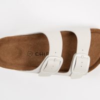 Soft Durable Leather Flat Sandals Women for Indoor and Outdoor - Ribbed Rubber Walking Slippers Sandles with Two Adjustable