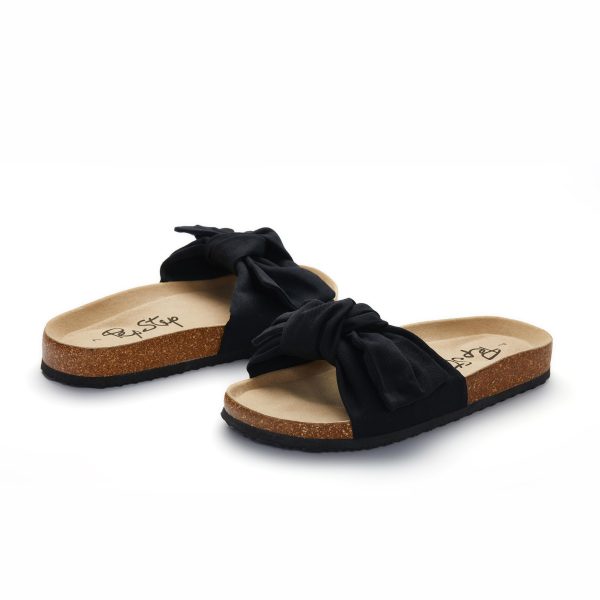 71mB3Q3uB6L.jpg Slide Sandals for Women or Ladies Dressy Summer Casual, Cute Bow Tie Knot On Top Strap, Comfy Slip On Cork Foot Bed