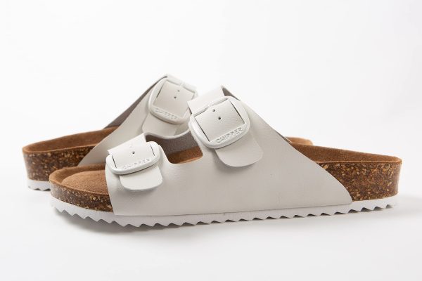 71mhbOIsc-L.jpg Soft Durable Leather Flat Sandals Women for Indoor and Outdoor - Ribbed Rubber Walking Slippers Sandles with Two Adjustable