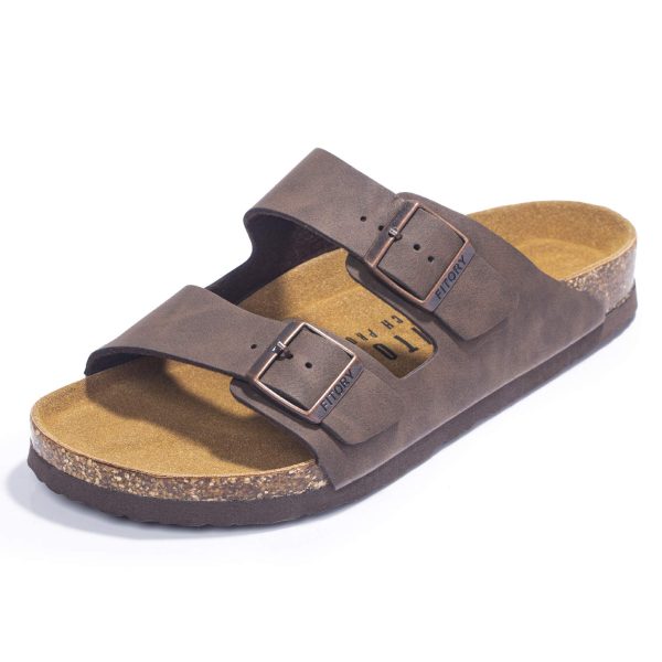 71zcaFt3riL.jpg Mens Sandals, Arch Support Slides with Adjustable Buckle Straps and Cork Footbed Size 7-14.5