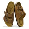 Genuine Leather Mens Sandals with Memory Foam Natural Cork Footbed Slides for Men Footwear - Non-Slip Double-Strap Buckle Summer
