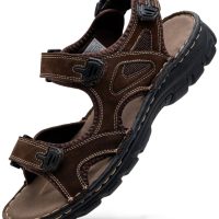 Men's Sandals Leather Open Toe Beach Sandal Outdoor Summer Sport Hiking Sandals