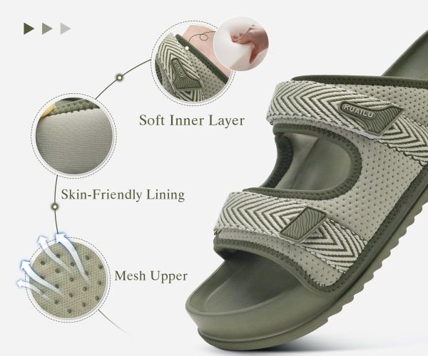 81DIEyde75L.jpg Mens Casual Sandals with Comfortable Orthopedic Arch Support Summer Beach Walking Shoes Cushion Slides Slip on Indoor Outdoor