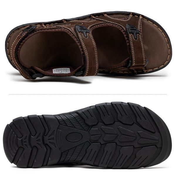 81EIEtOOA-L.jpg Men's Sandals Leather Open Toe Beach Sandal Outdoor Summer Sport Hiking Sandals