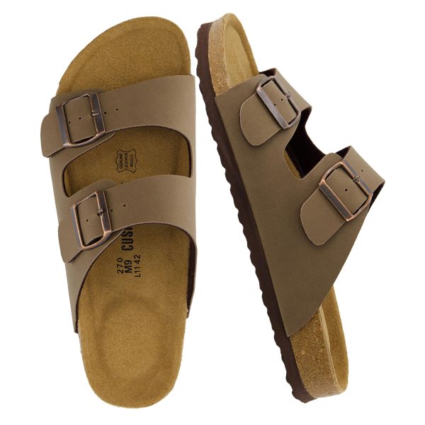 81RGPNH4aEL.jpg Lane Cork Footbed Mens Sandals, Adjustable Buckle Comfort Slides for Men, Genuine Leather Insole Summer Sandals Men Footwear