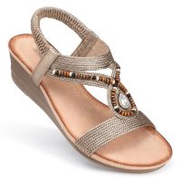 Womens Wedge Sandals Low: Elastic Ankle Strap Wedge Sandals