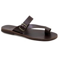 Emmanuela Greek Leather Ring Toe Sandals for Men, Quality Handmade Men's Sandals with adjustable Buckle Strap, Mens Strappy