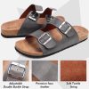 Mens Sandals,Beach Slides Cork Footbed Slippers with Adjustable Buckle Straps Size 7-13